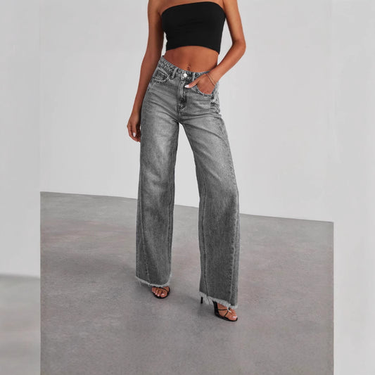 Womens Straight Wide Leg Jeans