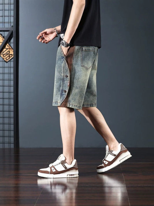 Mens Heavyweight Denim Shorts with Elastic Waist