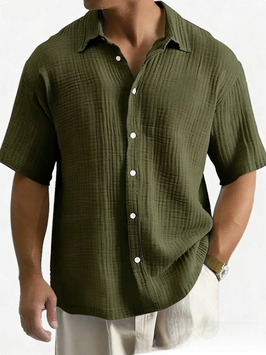 Mens Loose Fit Cotton Short Sleeve Shirt