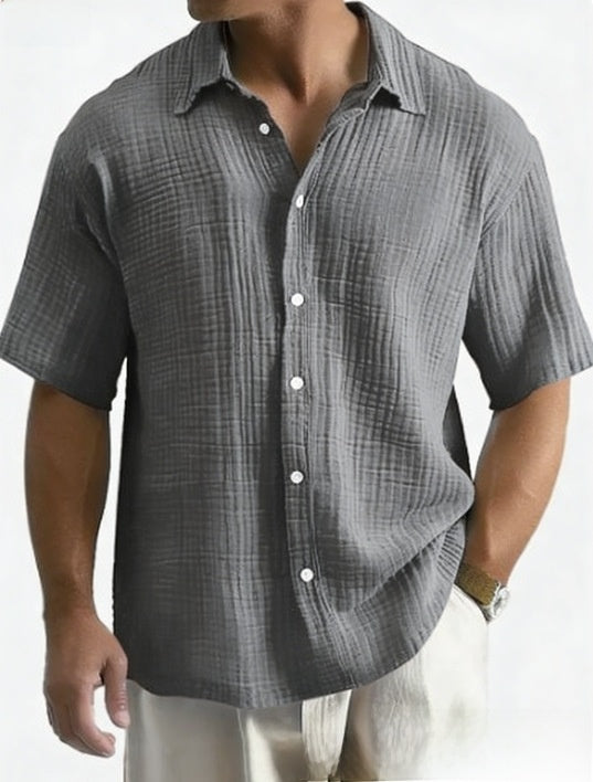 Mens Loose Fit Cotton Short Sleeve Shirt