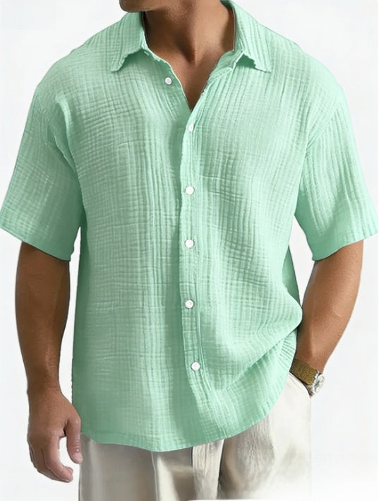Mens Loose Fit Cotton Short Sleeve Shirt