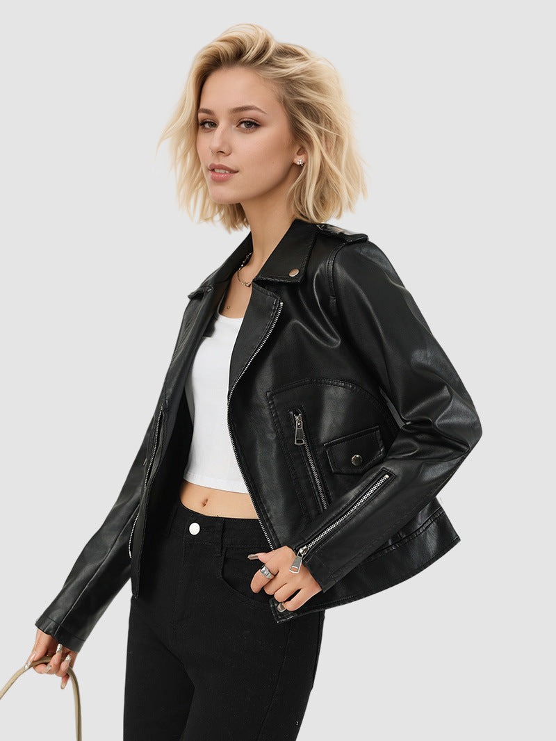 Women's PU Leather Short Jacket