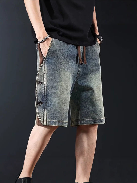Mens Heavyweight Denim Shorts with Elastic Waist