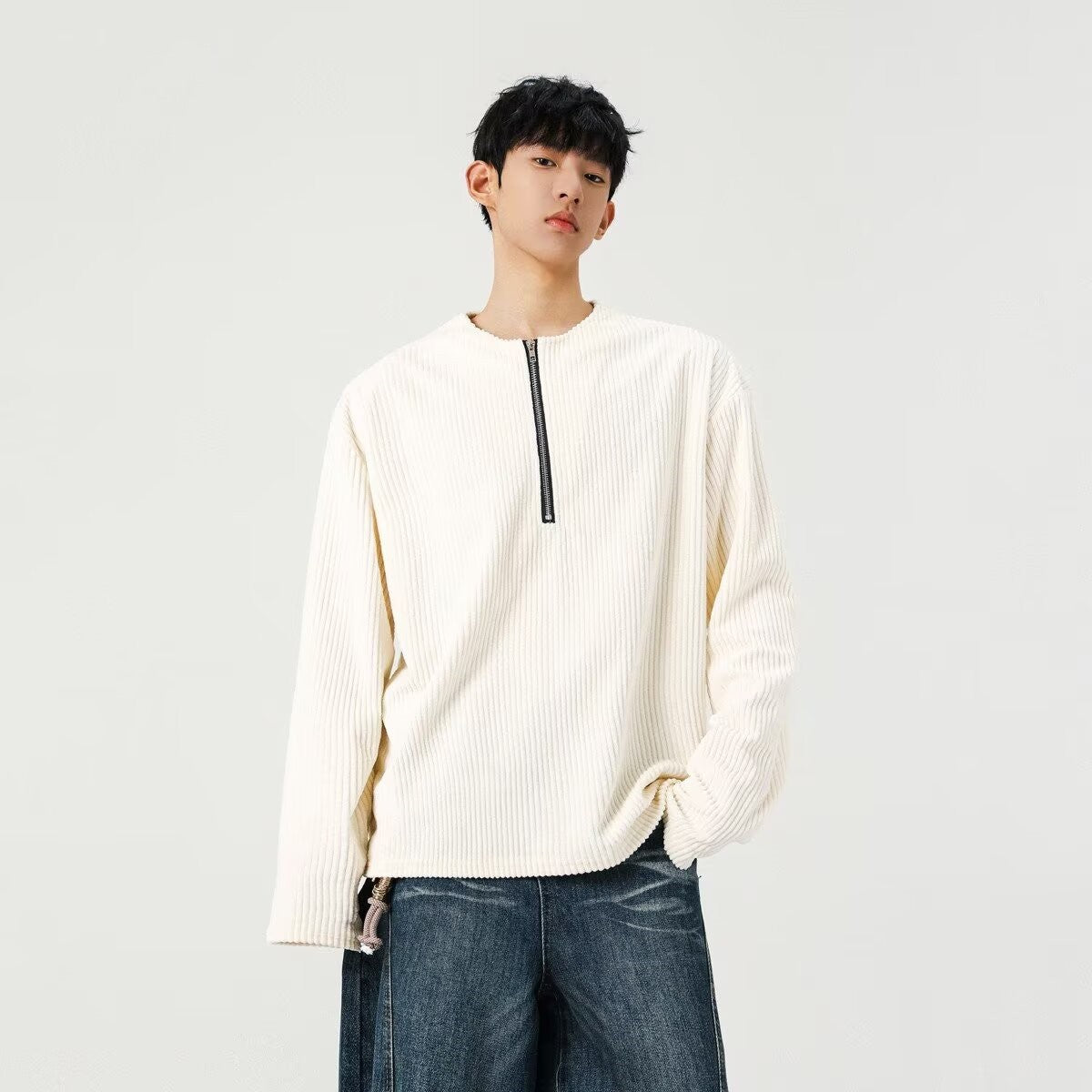 Textured Half-Zip Mens Sweatshirt