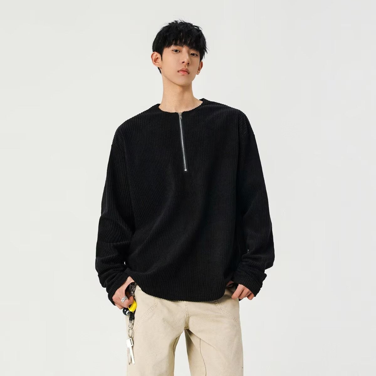 Textured Half-Zip Mens Sweatshirt