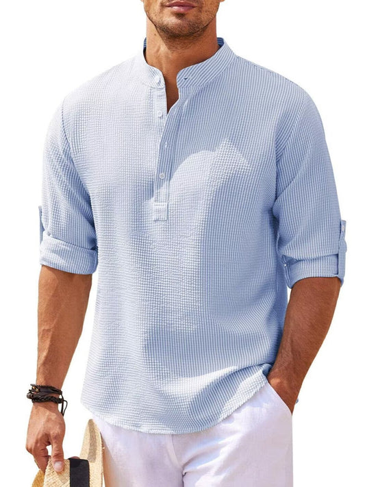 Mens Waffle Texture Long Sleeve Shirt