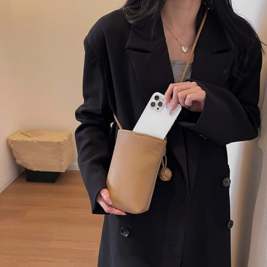 Small Crossbody Phone Bag with Ball Pendant