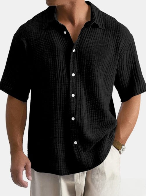 Mens Loose Fit Cotton Short Sleeve Shirt