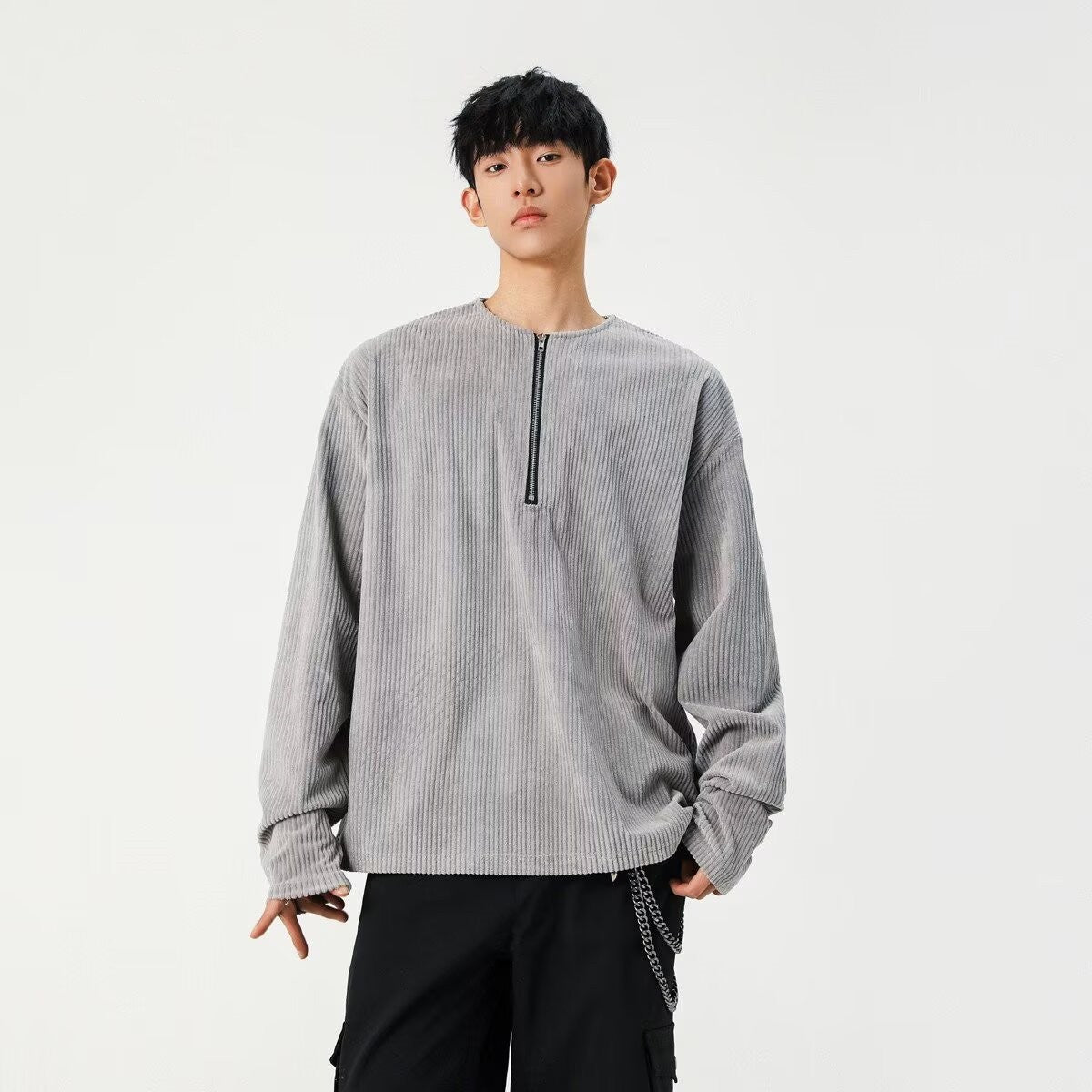 Textured Half-Zip Mens Sweatshirt