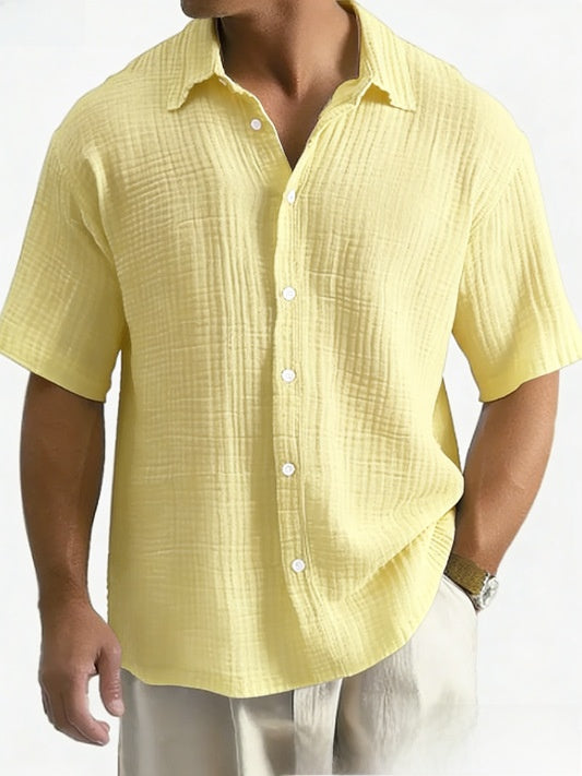Mens Loose Fit Cotton Short Sleeve Shirt