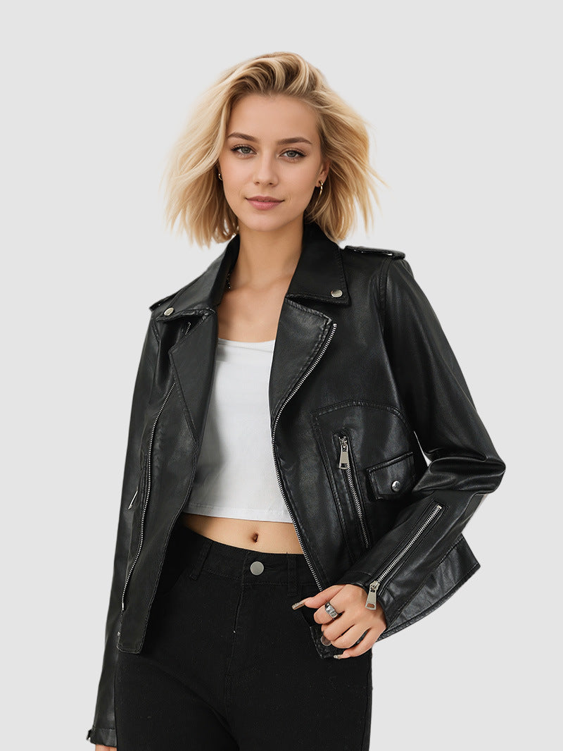 Women's PU Leather Short Jacket