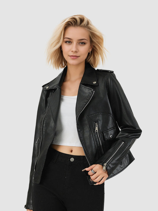 Women's PU Leather Short Jacket