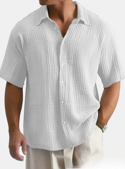 Mens Loose Fit Cotton Short Sleeve Shirt