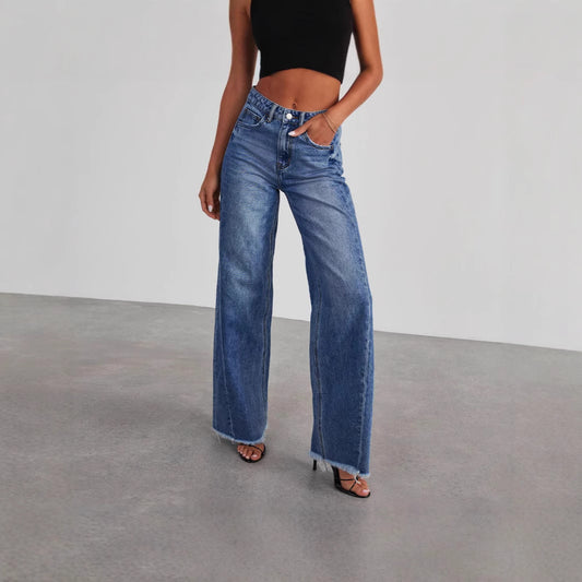 Womens Straight Wide Leg Jeans