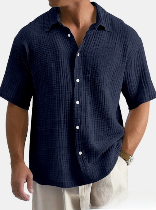 Mens Loose Fit Cotton Short Sleeve Shirt