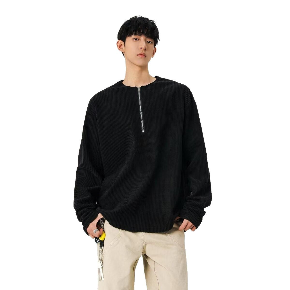 Textured Half-Zip Mens Sweatshirt