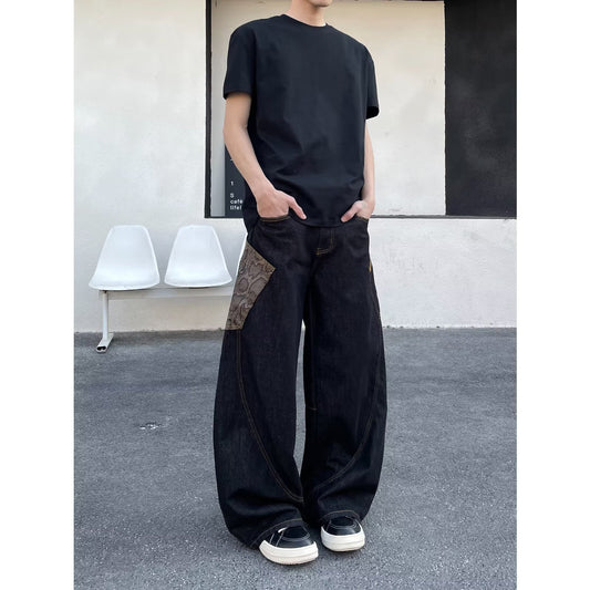 Men's Letter Print Denim Jeans