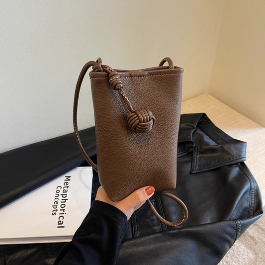 Small Crossbody Phone Bag with Ball Pendant
