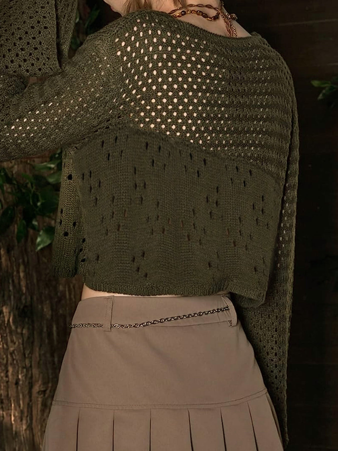 Womens Knit Bell Sleeve Cardigan