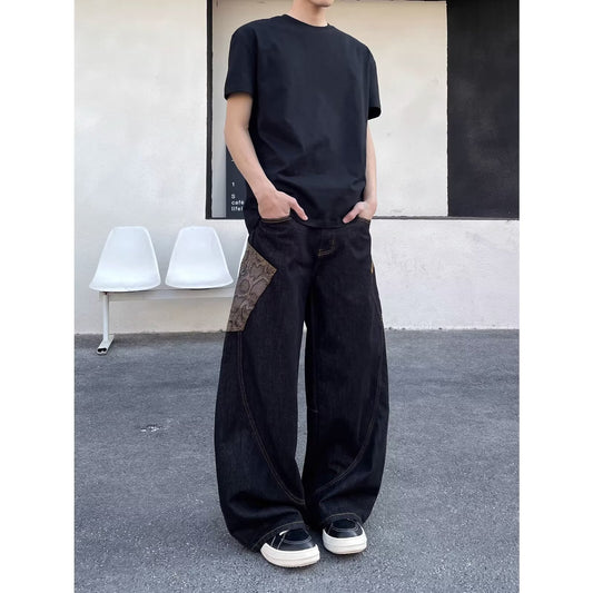 Men's Letter Print Denim Jeans