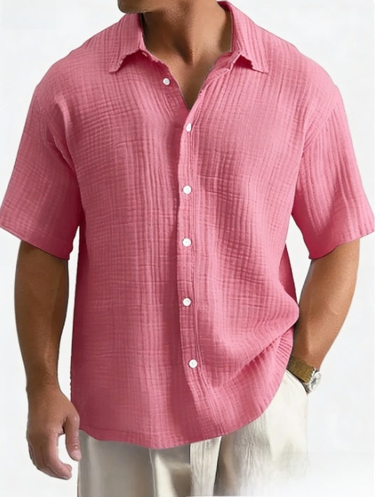 Mens Loose Fit Cotton Short Sleeve Shirt
