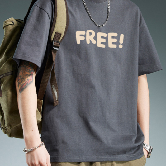 Heavyweight Cotton Short Sleeve T-Shirt Men Casual Printed Tee