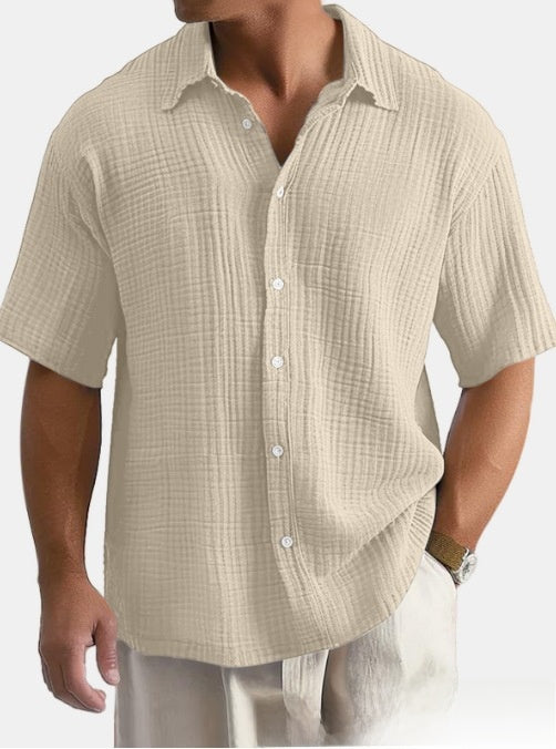 Mens Loose Fit Cotton Short Sleeve Shirt