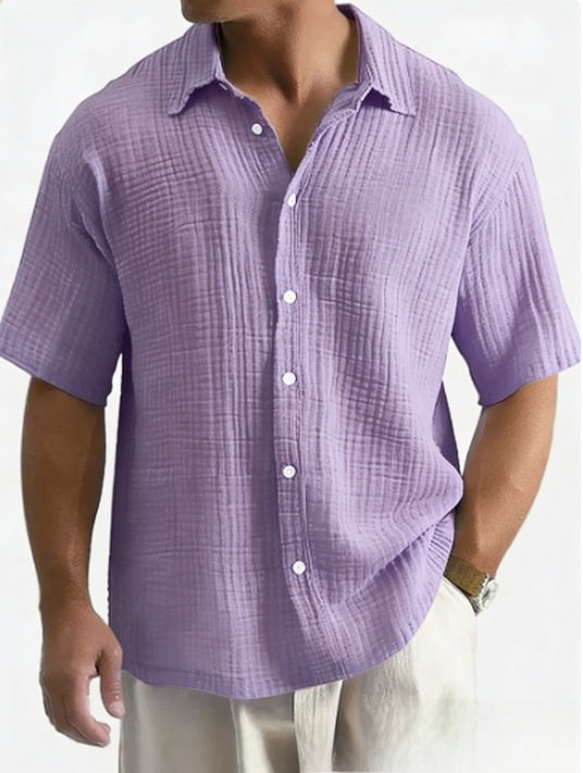 Mens Loose Fit Cotton Short Sleeve Shirt