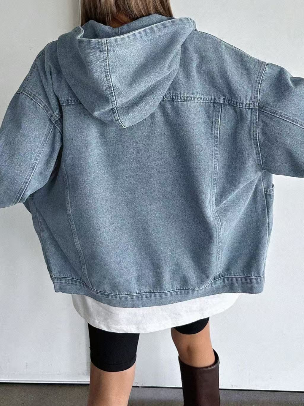 Retro Hooded Denim Jacket for Women